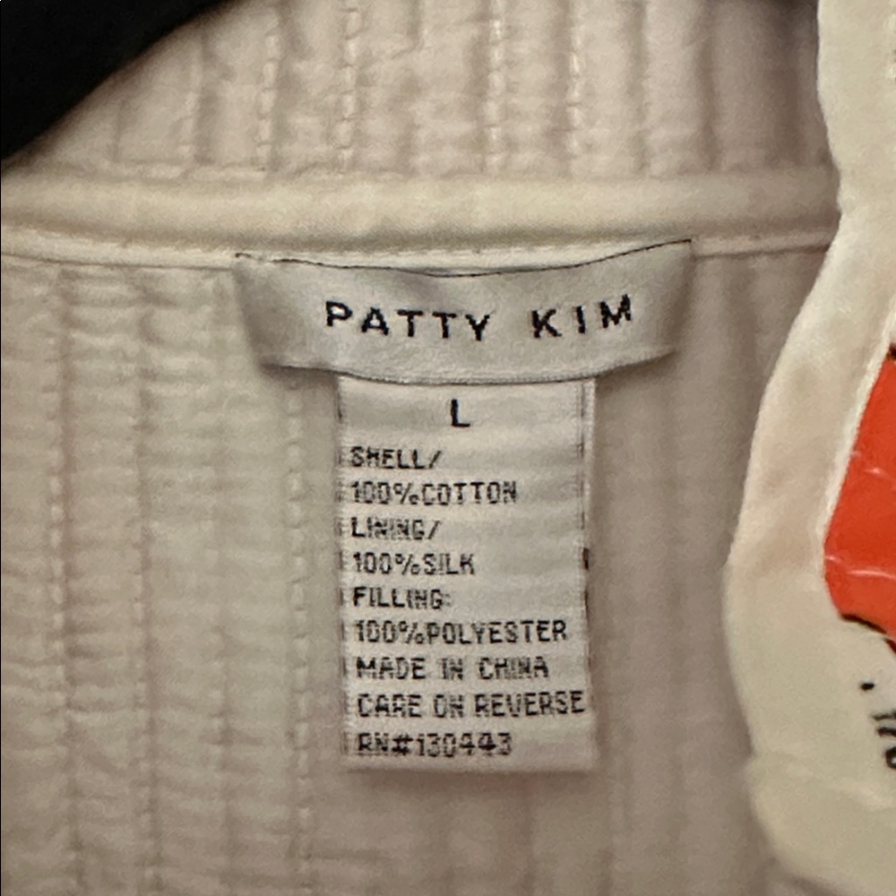 PATTY KIM Womens Cotton Quilted Open Front Jacket Blazer Orange & White Sz
Large - Picture 6 of 10